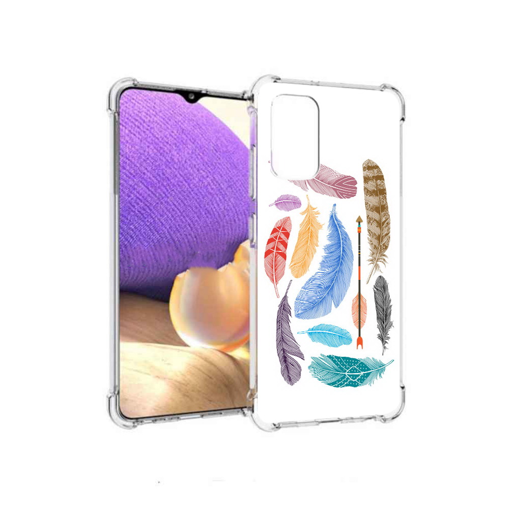 Чехол MyPads Tocco для Samsung Galaxy A32 разноцветные перья (PT158368.514.572)