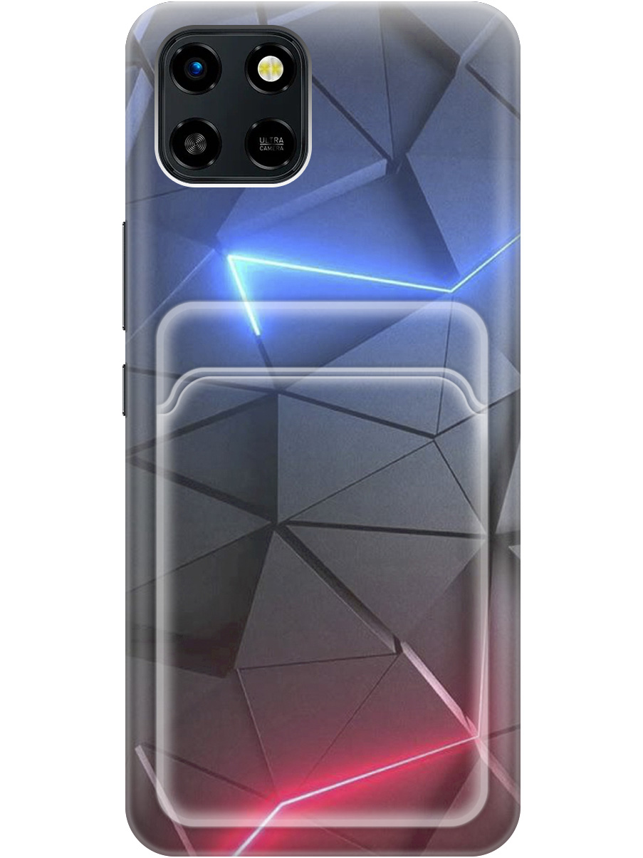 

Силиконовый чехол на Infinix Smart 6 HD с рисунком "Графитовые грани", Серый;синий, 20012034