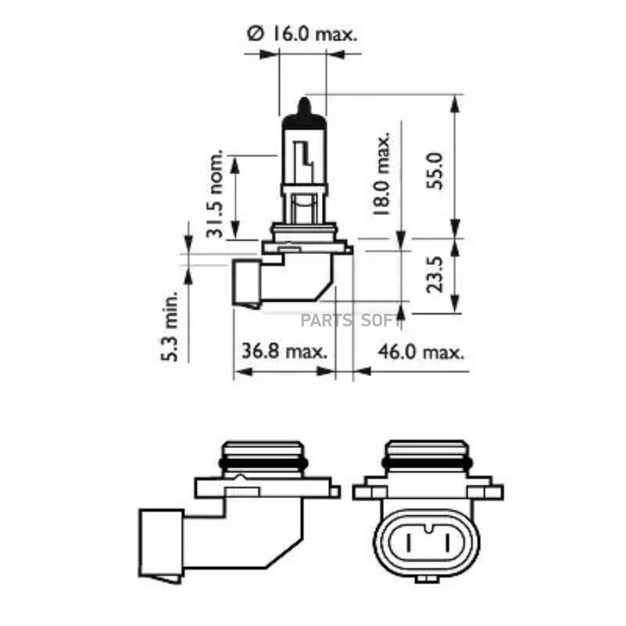 

Лампа 12v hb4 55w +30% philips premium 1 шт. картон 9006prc1