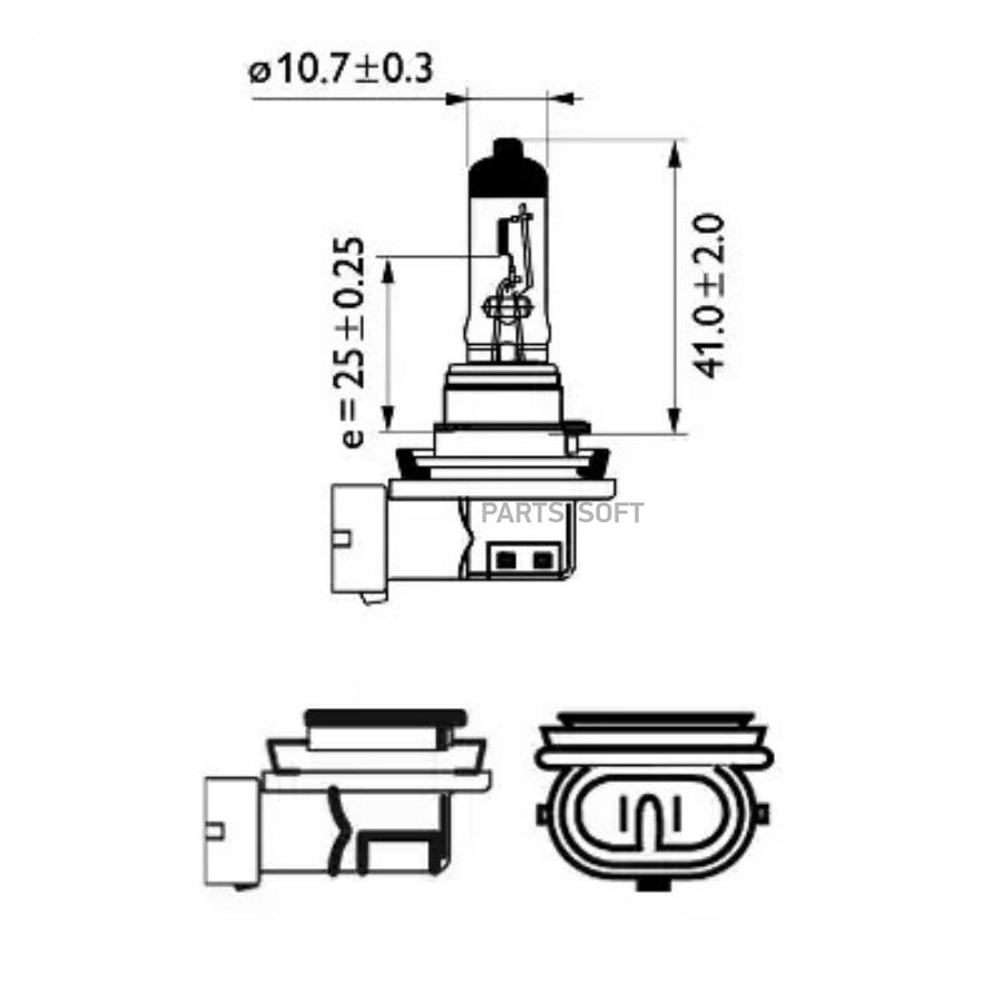 

Лампа галоген 12v h11 55w pgj19-2 philips 12362llecoc1