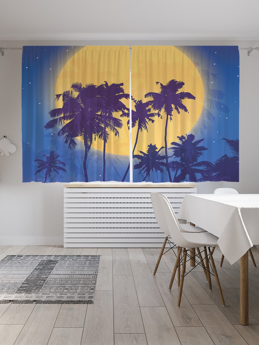 

Классические шторы JoyArty "Тропики при луне", серия Oxford DeLux, 2 полотна 145x180 см, Тропики при луне