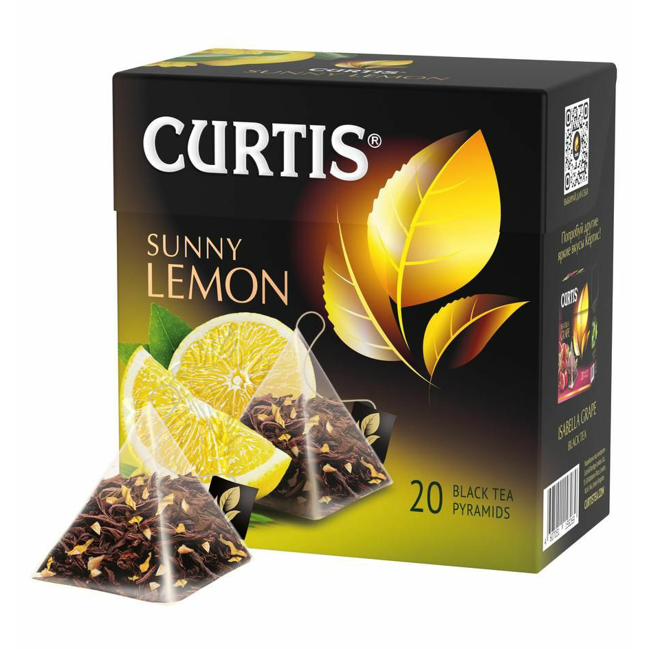Чай черный CURTIS Sunny Lemon, с ароматом и цедрой цитрусовых и лепестками цветов, 20 пир.