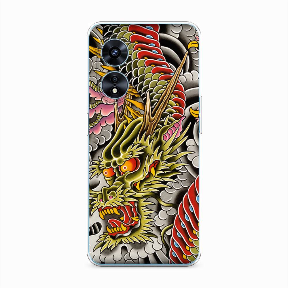 

Чехол на Oppo A97 "Японский дракон", Желтый;розовый;красный, 2511050-4