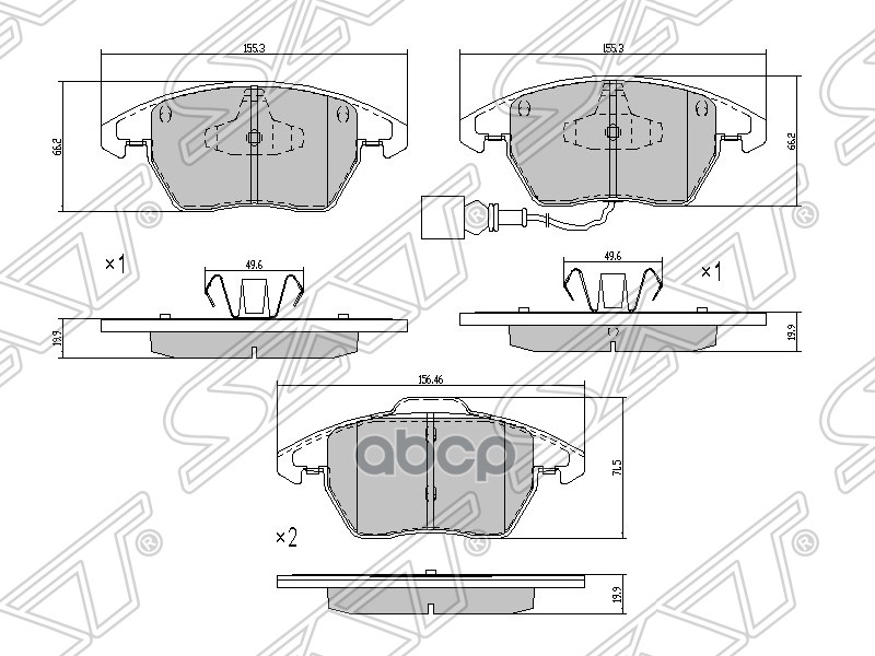 

Колодки Тормозные Перед Vag Passat 09-/Polo14- Sat арт. ST3C0698151C
