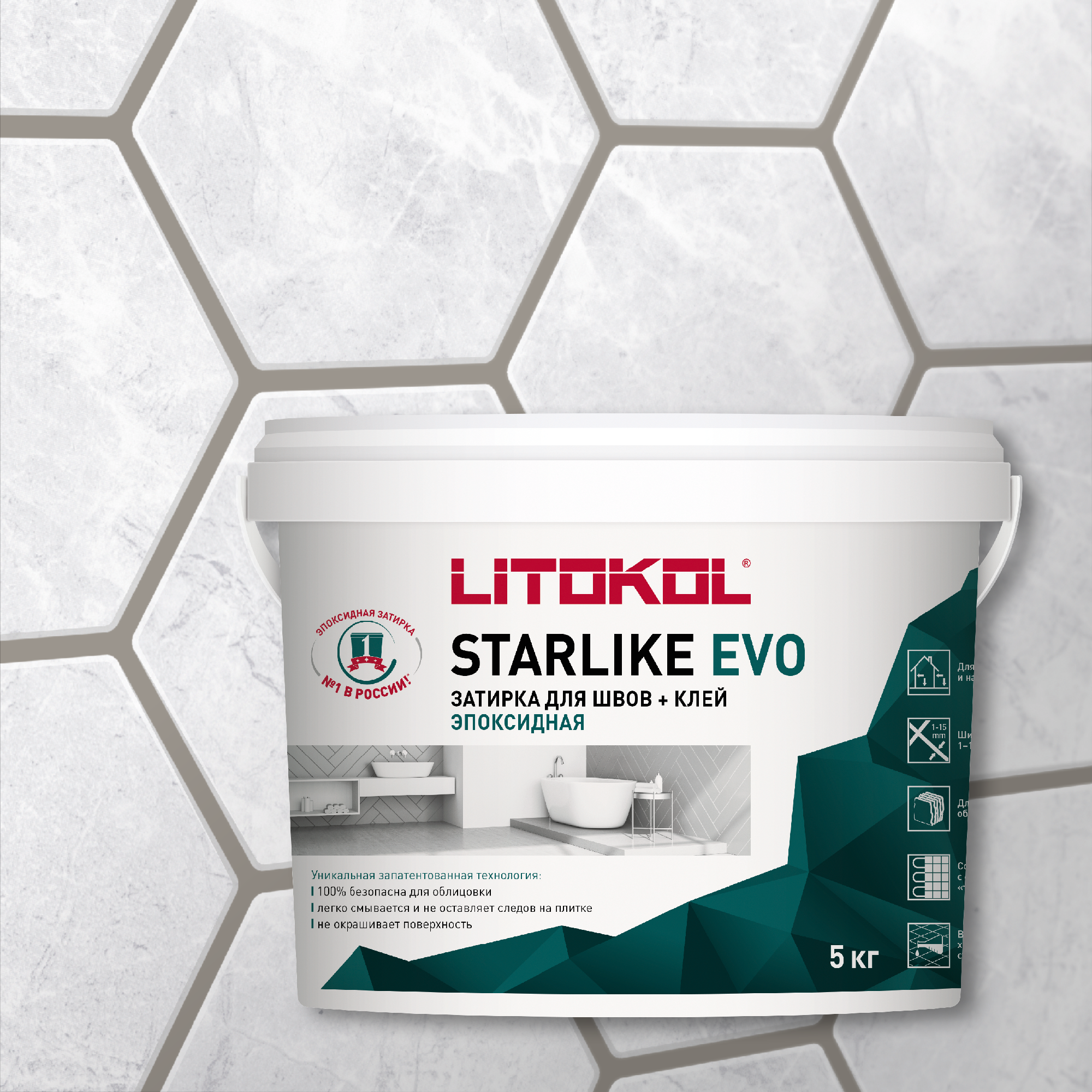 

Эпоксидная затирка LITOKOL STARLIKE EVO S.215 TORTORA, 5 кг, Белый, LITOKOL-1