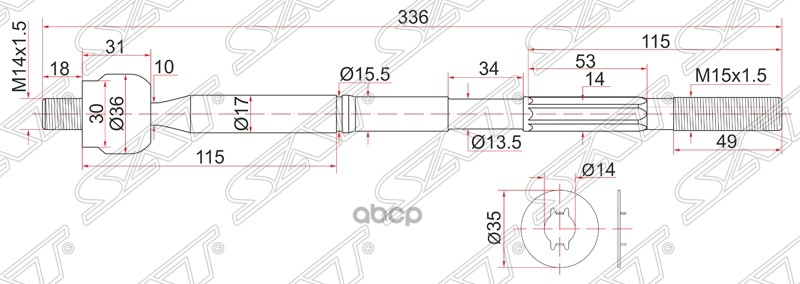 

Тяга Рулевая Toyota Caldina,Wish 2wd 01- Sat арт. ST4550329825