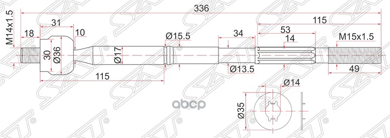 Тяга Рулевая Toyota Caldina,Wish 2wd 01- Sat арт. ST4550329825