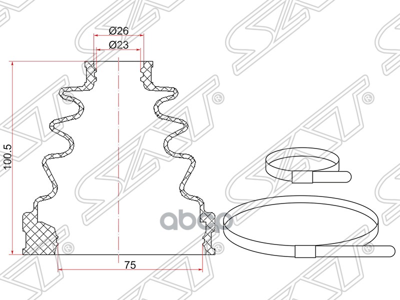 фото Пыльник шруса внутренний toyota camry gracia 96-01 2.2l/mark ii 97-01 (2 хомута. резина) s sat