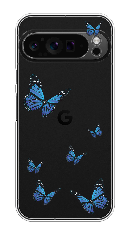 

Чехол на Google Pixel 9 Pro "Blue butterflies", Синий;черный, 272050-1