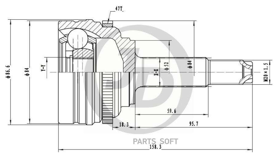 

JUST DRIVE ШРУС внешний ABS DW006A47 1шт