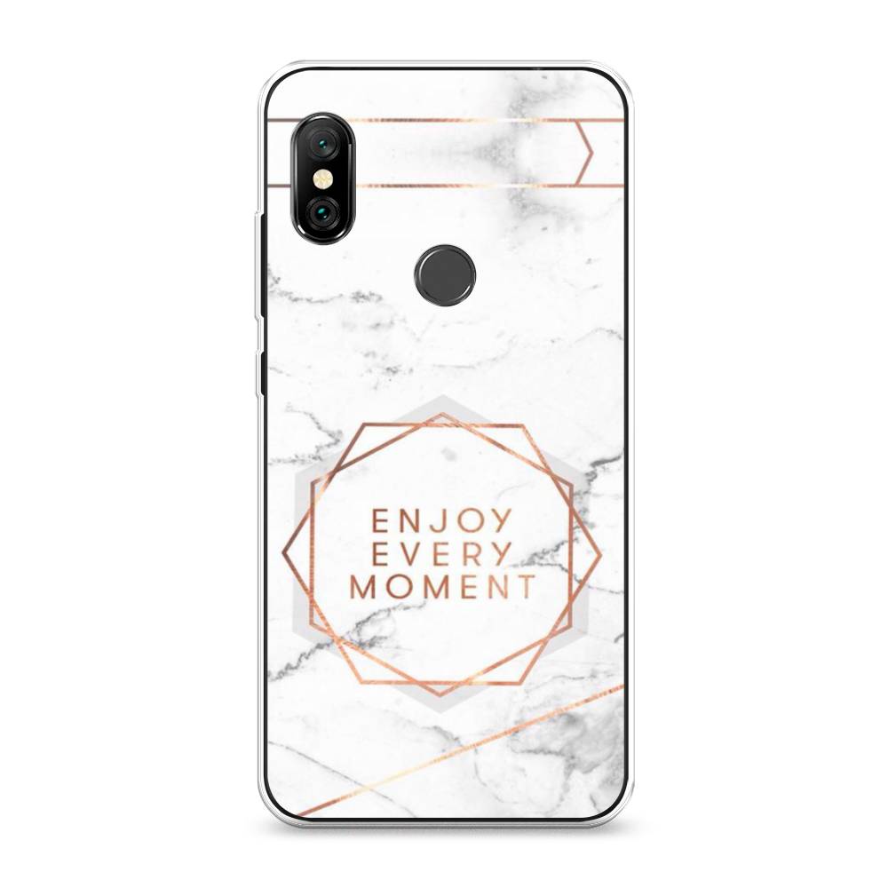 фото Силиконовый чехол "enjoy every moment мрамор" на xiaomi redmi note 6 pro awog