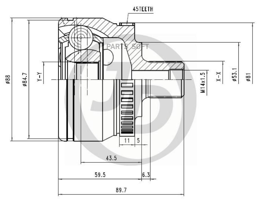 JUST DRIVE ШРУС внешний ABS VW001A45 1шт