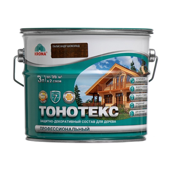 

Состав защитно-декоративный Тонотекс KRONA палисандр-шоколад 3 л