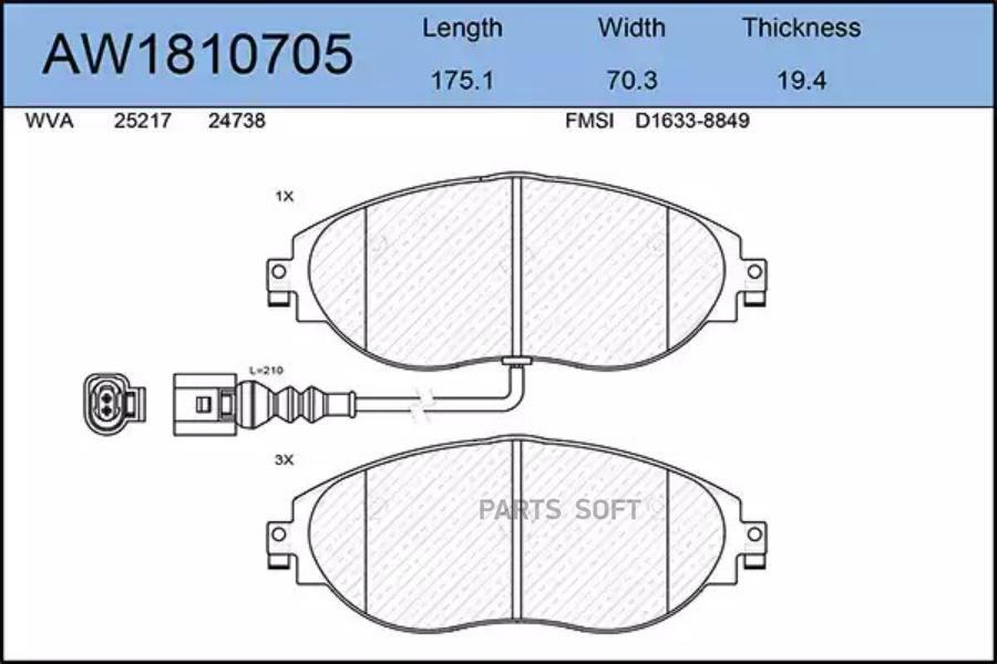 Тормозные колодки AywiParts дисковые AW1810705