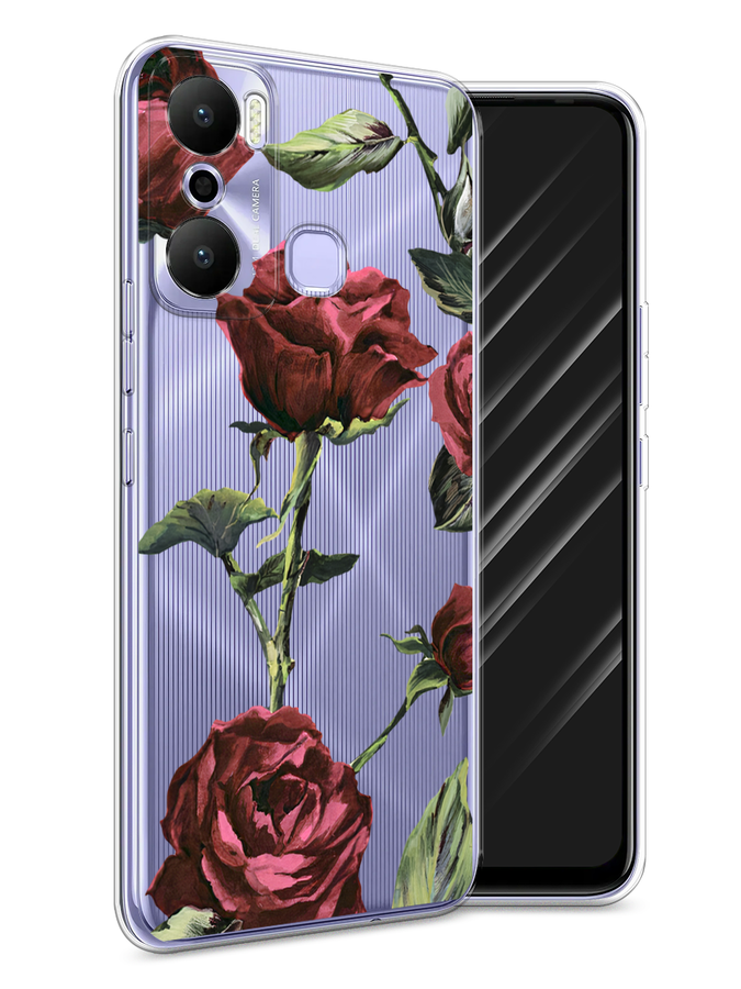 

Чехол Awog на Infinix Hot 20 Play "Бордовые розы фон", Красный, 3103550-8