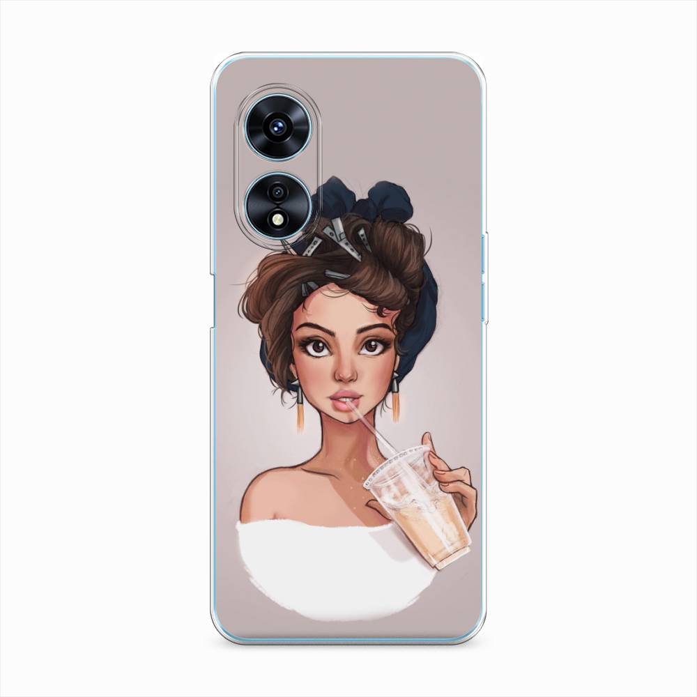 

Чехол на Oppo A97 "Девушка с фраппе", Серый, 2511050-6