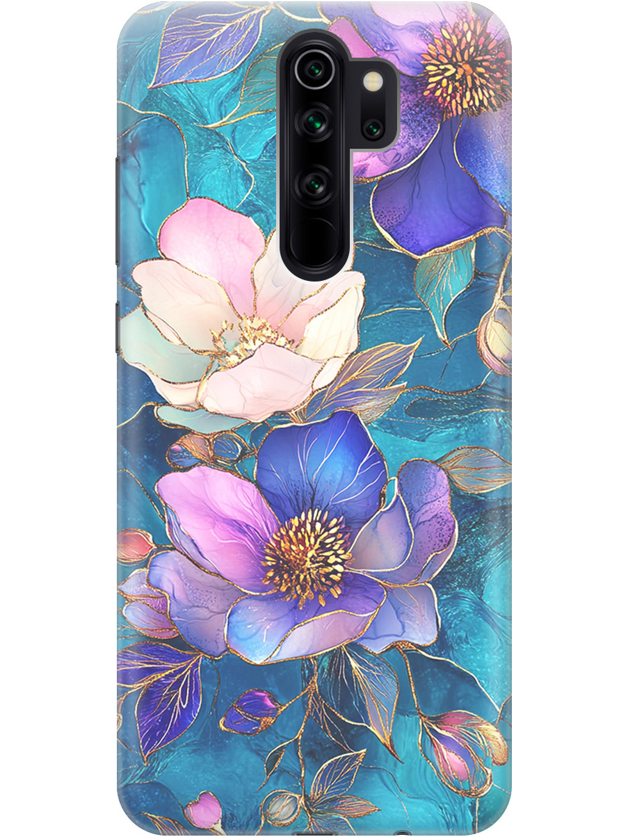 

Силиконовый чехол на Xiaomi Redmi Note 8 Pro с принтом "Фиолетовые цветы и листья", Прозрачный;белый;синий, 721936323