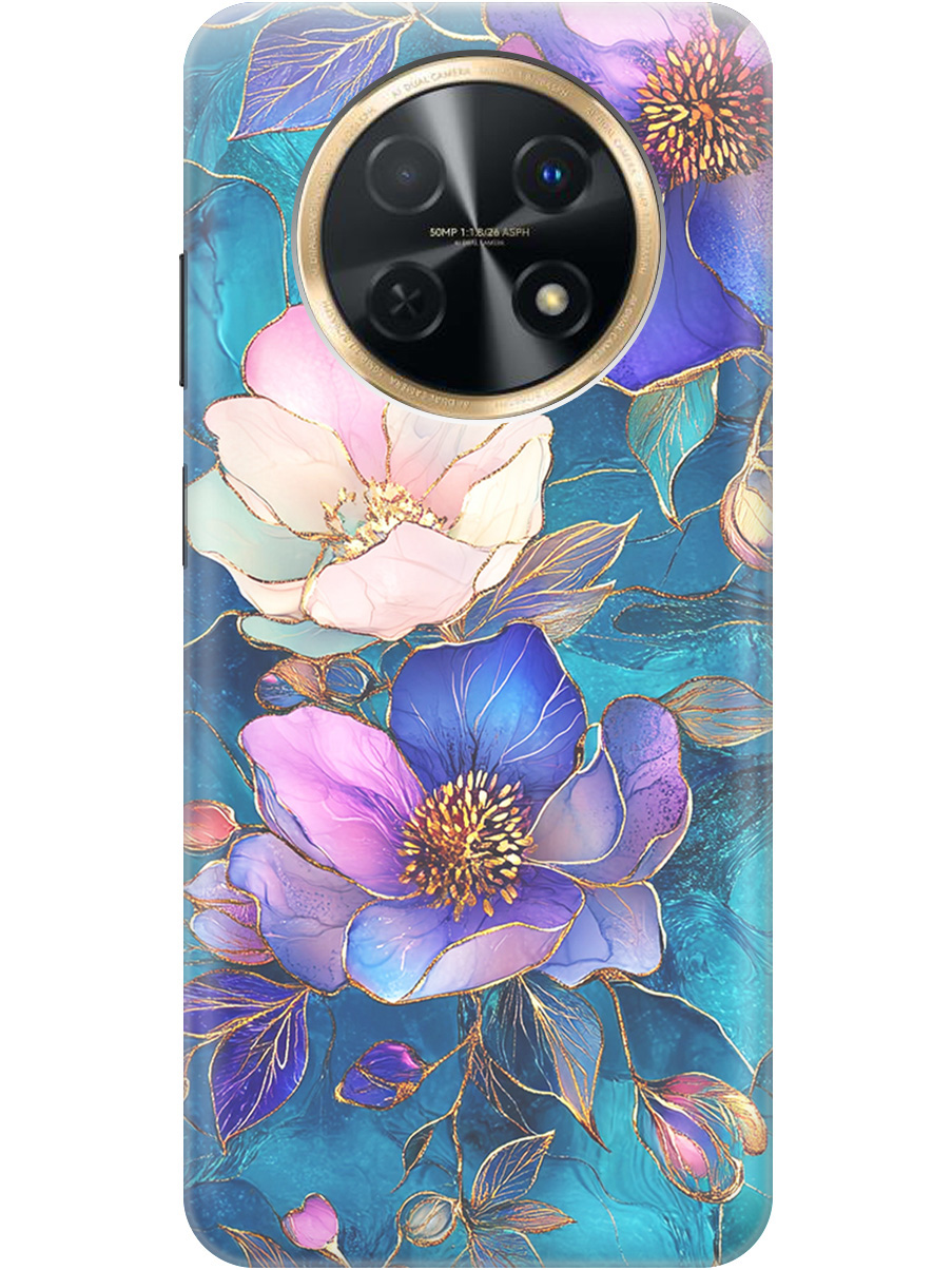 

Силиконовый чехол на Huawei nova Y91 с принтом "Фиолетовые цветы и листья", Прозрачный;белый;синий, 772566923