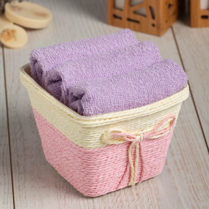 

Набор махровых декоративных салфеток Этель "Вид 2" 30х30см-3шт, цв. сиреневый, 100%хл, Набор полотенец