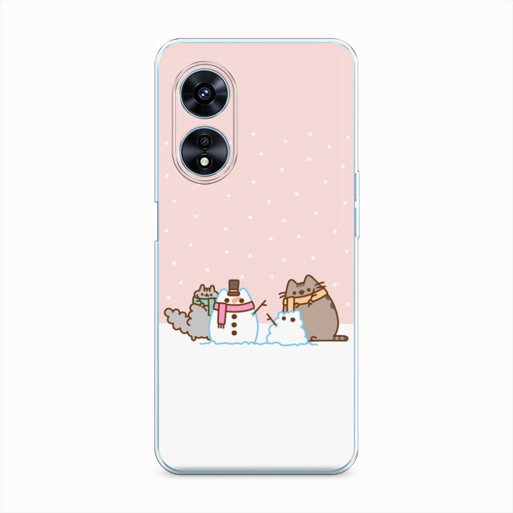

Чехол на Oppo A97 "Котики в снегу", Розовый;белый;серый, 2511050-5