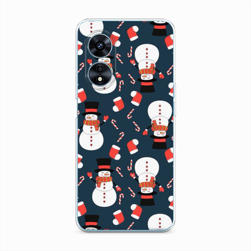 

Чехол на Oppo A97 "Синие снеговики", Синий;белый;красный, 2511050-5