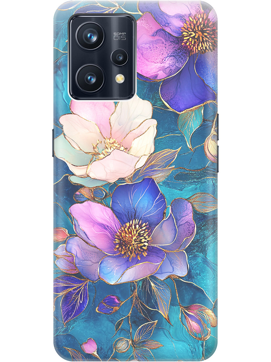 

Силиконовый чехол на Realme 9 Pro+ с принтом "Фиолетовые цветы и листья", Прозрачный;белый;синий, 740189623