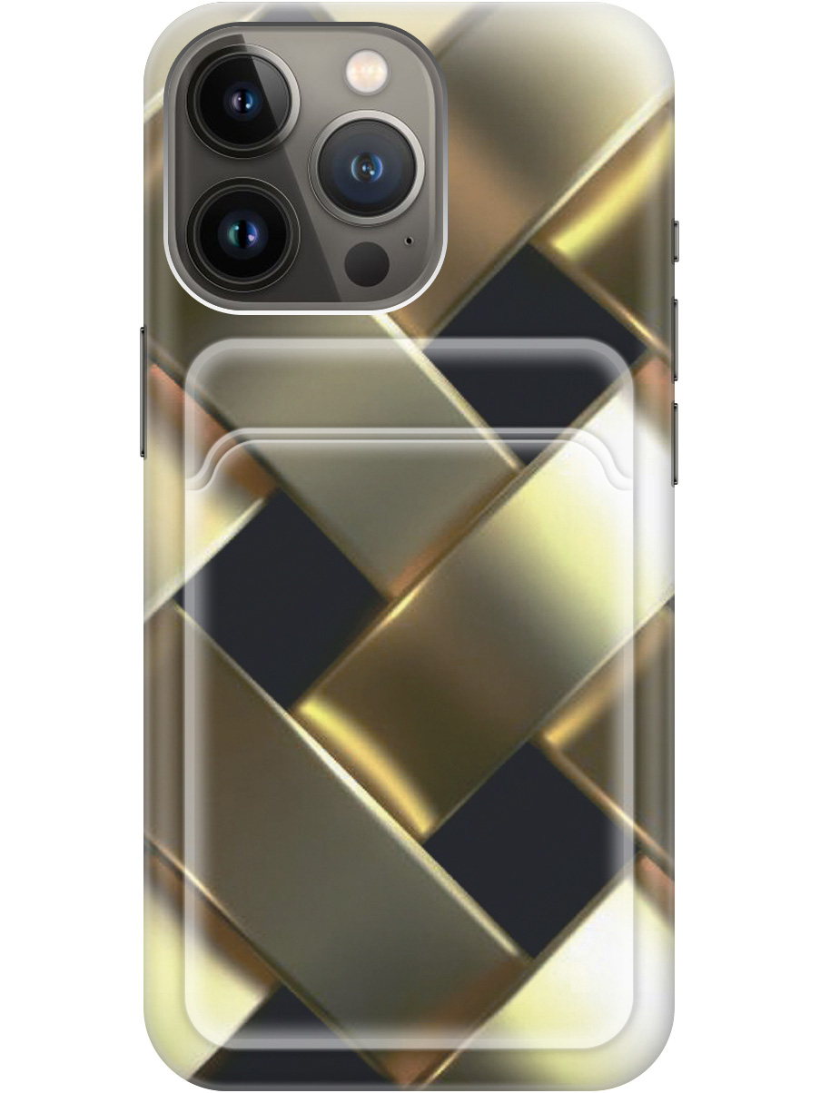 

Силиконовый чехол на Apple iPhone 13 Pro Max с рисунком "Золотистое плетение", Золотистый;черный, 20011976