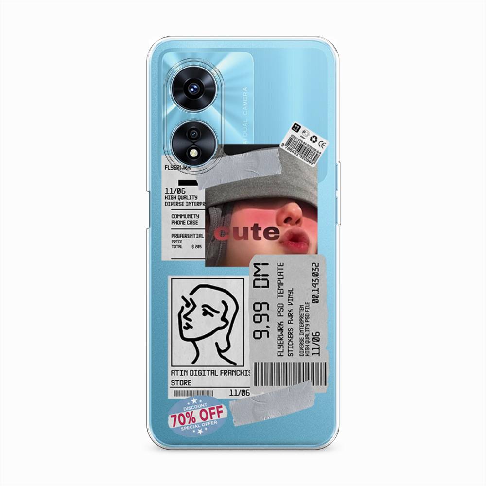 

Чехол на Oppo A97 "Cute girl collage", Розовый;серый;голубой, 2511050-6
