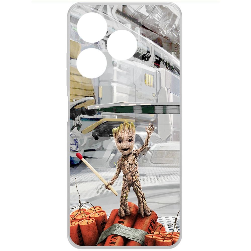 

Чехол-накладка Krutoff Clear Case Стражи Галактики. Малыш Грут для TECNO Spark 10C, Прозрачный