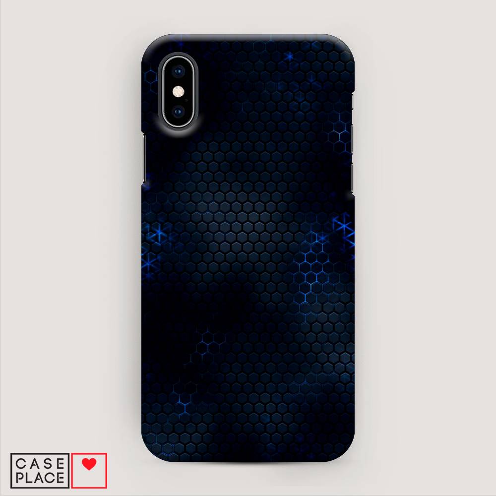 

Пластиковый чехол "Фон соты синие" на Apple iPhone XS (10S), 11820-2