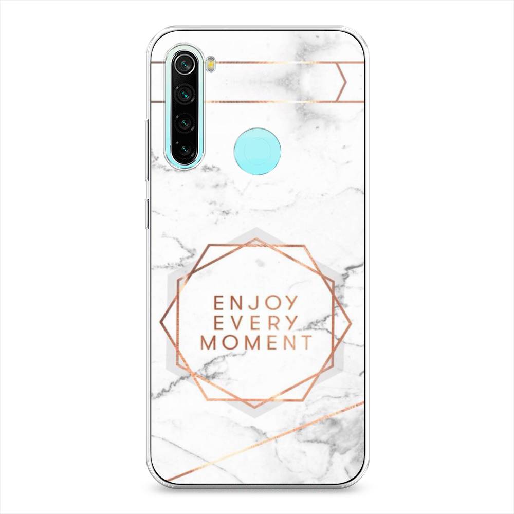 фото Силиконовый чехол "enjoy every moment мрамор" на xiaomi redmi note 8 awog