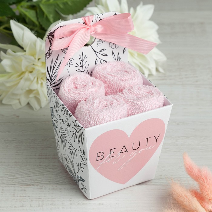 

Набор махровых салфеток "Beauty" 30х30 см-4шт, хлопок, 340 г/м2, Набор полотенец