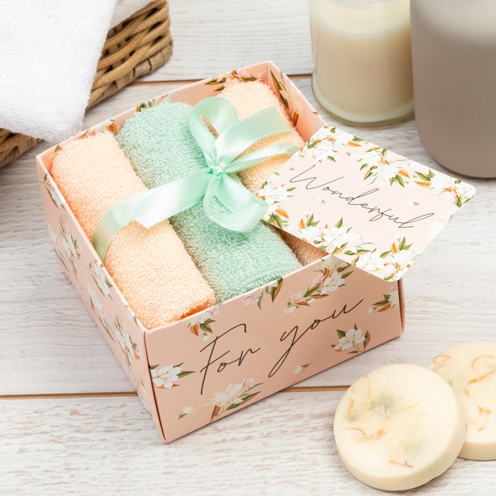 

Набор махровых салфеток Этель Gift 30х30см-3шт, хлопок,340 г/м2, Набор полотенец
