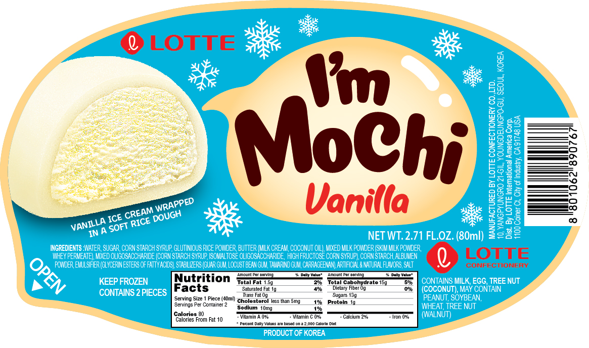 Мороженое Lotte I`m Mochi ванильное 80 г