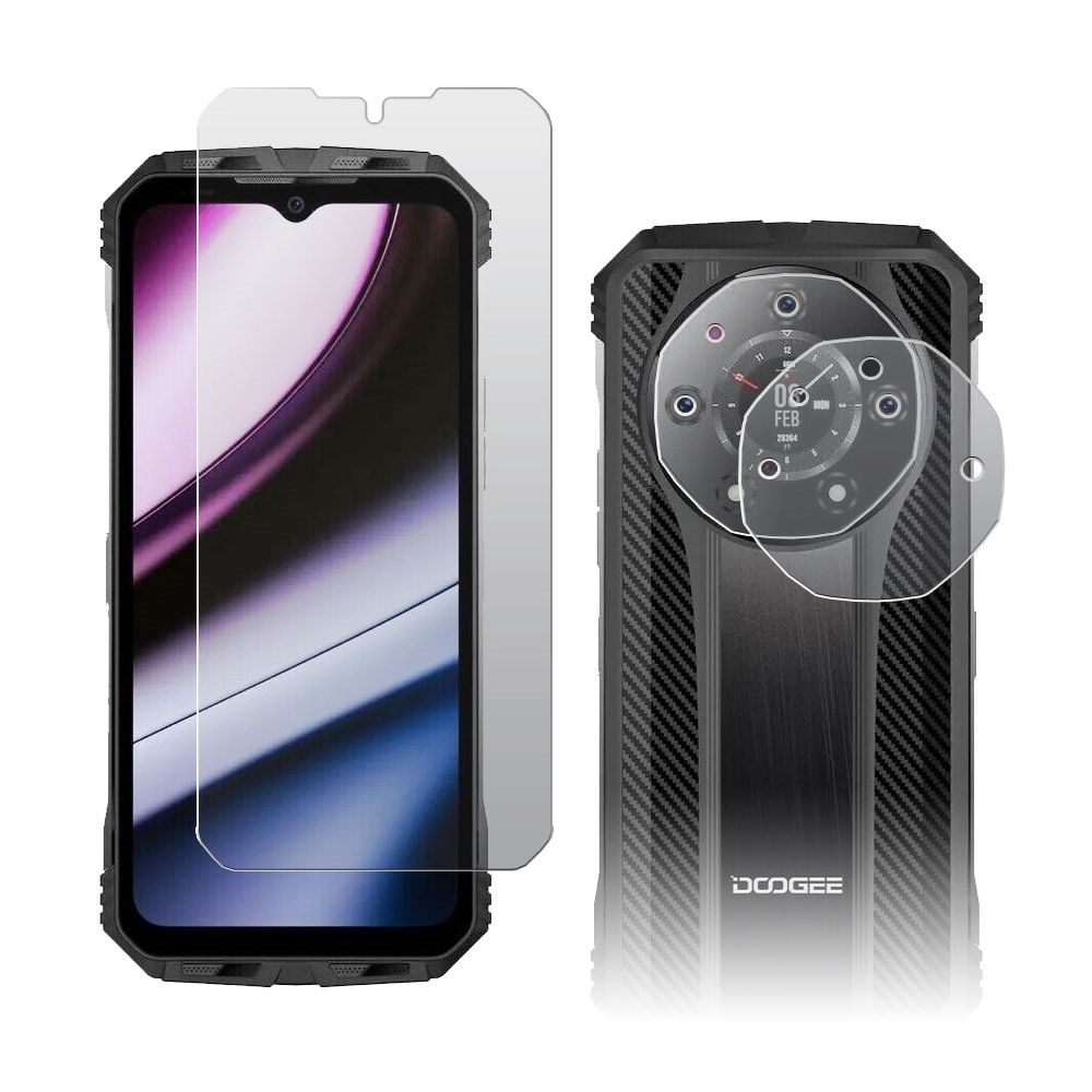 

Стекло защитное гибридное МАТОВОЕ Krutoff для Doogee S110 + защита блока камер 2 шт