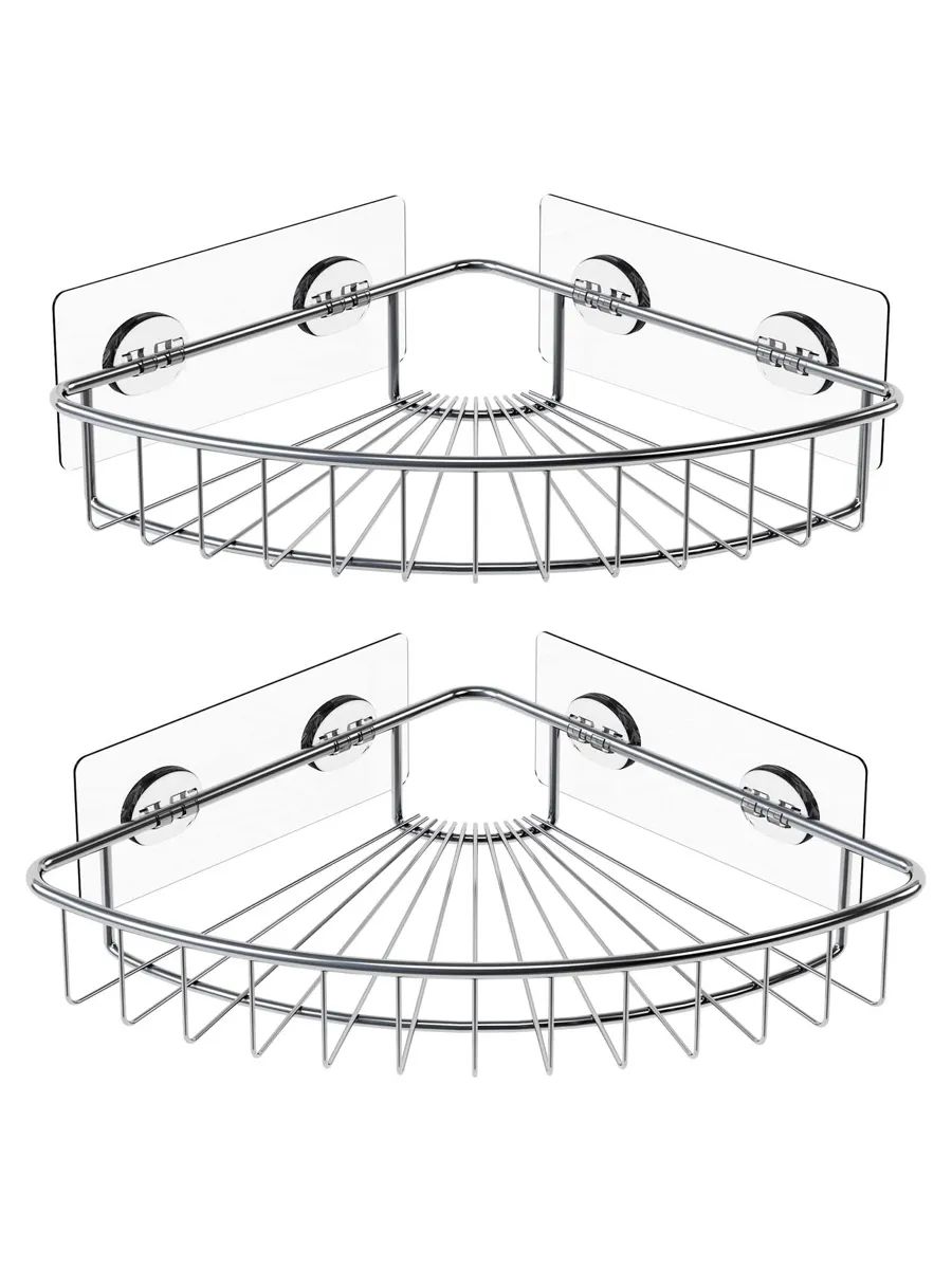 Полка угловая для ванной комнаты 2шт на клейком стикере Fest