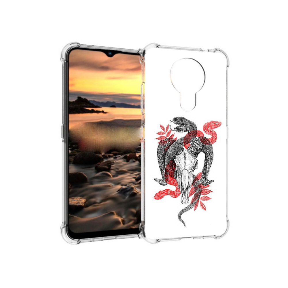 

Чехол MyPads Tocco для Nokia 1.4 змея в черепе рисунок (PT159954.115.365), Прозрачный, Tocco
