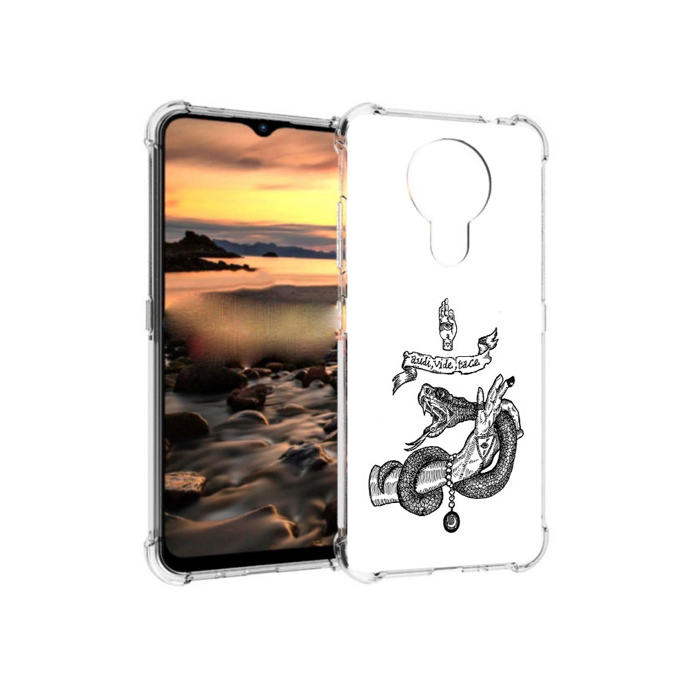 

Чехол MyPads Tocco для Nokia 1.4 змея на руке рисунок (PT159954.115.366), Прозрачный, Tocco
