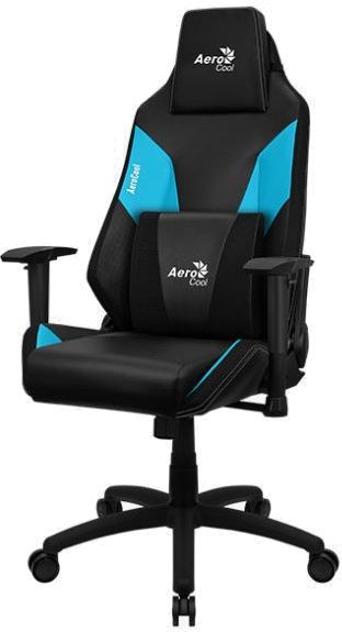 фото Кресло игровое aerocool admiral, на колесиках, искусственная кожа, черный/голубой [admiral