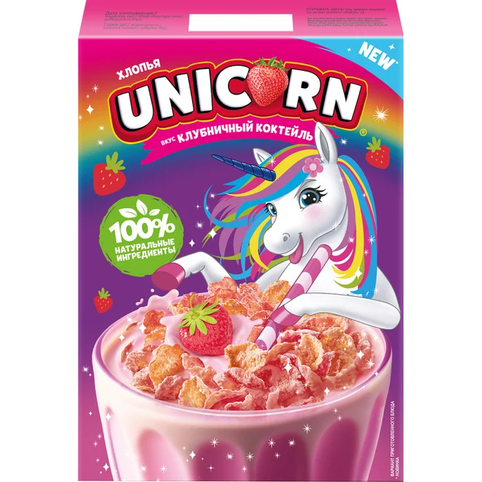 

Хлопья Kellogg's Unicorn кукурузные, со вкусом клубничного коктейля, 220 г