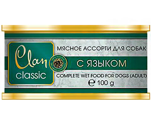 фото Консервы для собак clan classic мясное ассорти, с языком, 100г