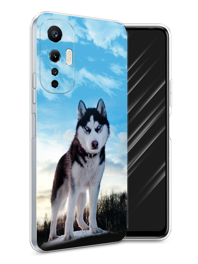 

Чехол Awog на Infinix Hot 20S "Хаски 3", Белый;черный;голубой, 3103650-2