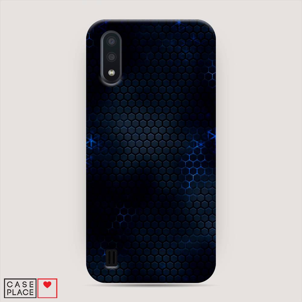 

Пластиковый чехол "Фон соты синие" на Samsung Galaxy A01
