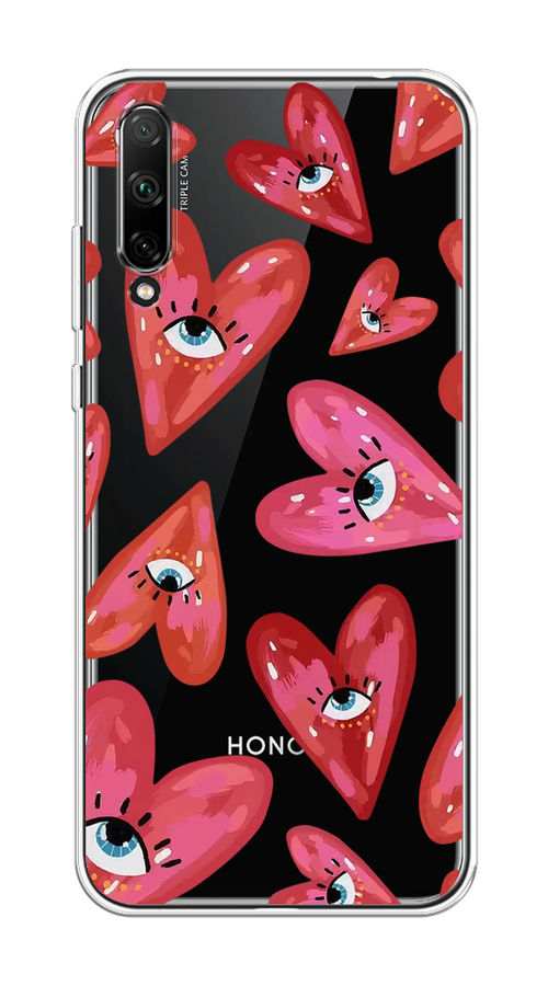 

Чехол на Honor 30i "Сердечки с глазами", Коричневый;красный;розовый, 6104050-1