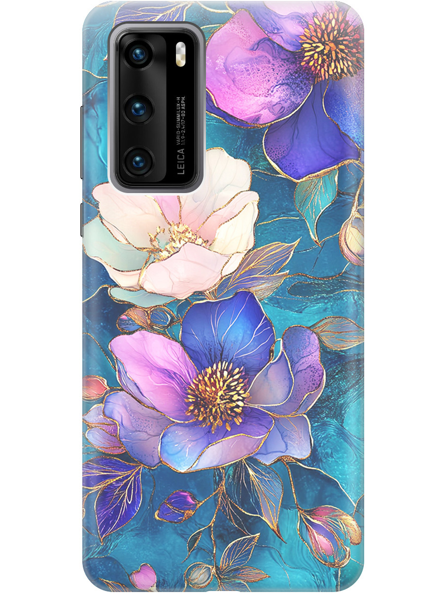 

Силиконовый чехол на Huawei P40 с принтом "Фиолетовые цветы и листья", Прозрачный;белый;синий, 722839323