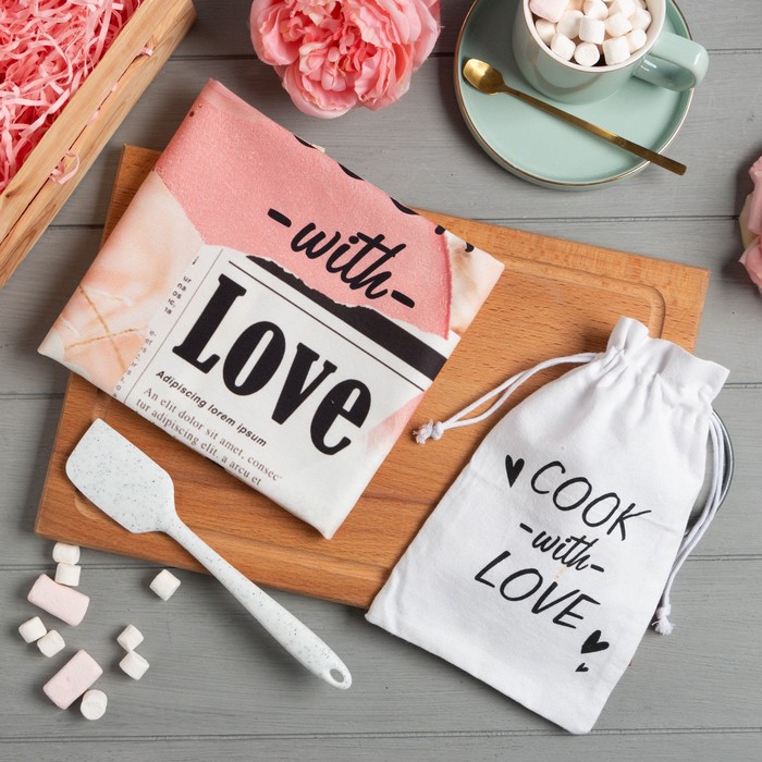 

Набор подарочный "Cook with love" полотенце 40х73см, лопатка, Кухонные наборы