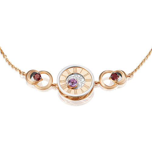 

Браслет из золота р. 17 PLATINA jewelry 05-0673-00-257-1111-76, аметист\гранат, 05-0673-00-257-1111-76