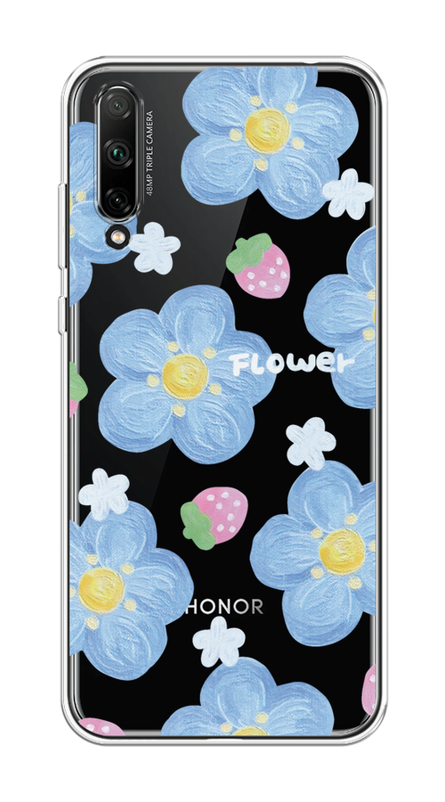 

Чехол на Honor 30i "Цветы и клубники", Прозрачный;голубой;белый, 6104050-1