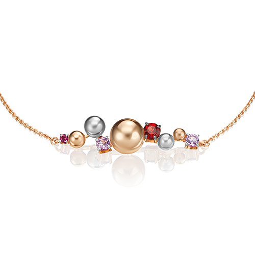 

Браслет из золота р.  PLATINA jewelry 05-0674-00-257-1111-76, гранат\аметист, 05-0674-00-257-1111-76