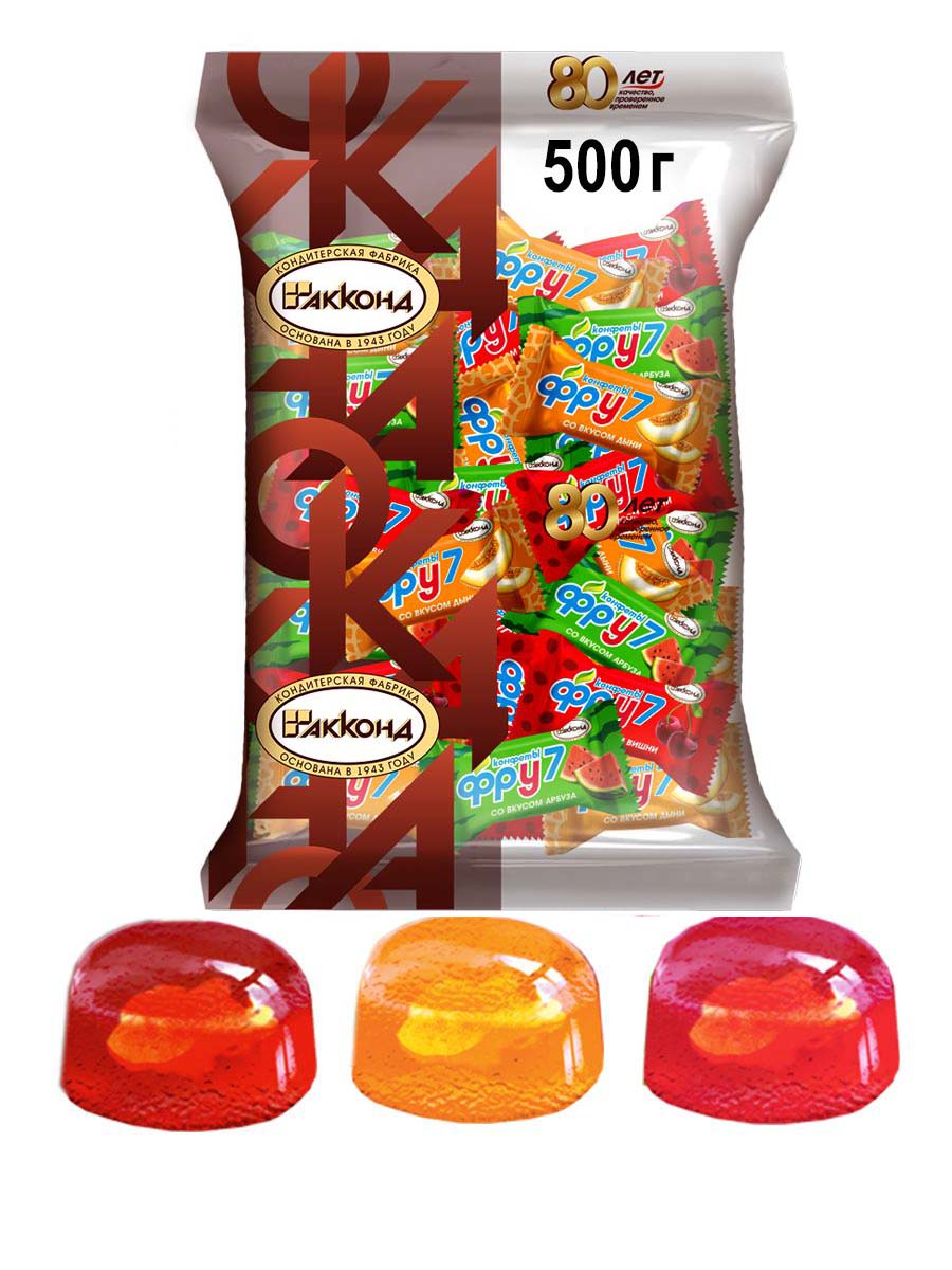 

Конфеты Акконд Фру 7 желейные с жидкой начинкой Ассорти, 500 г, 24544395